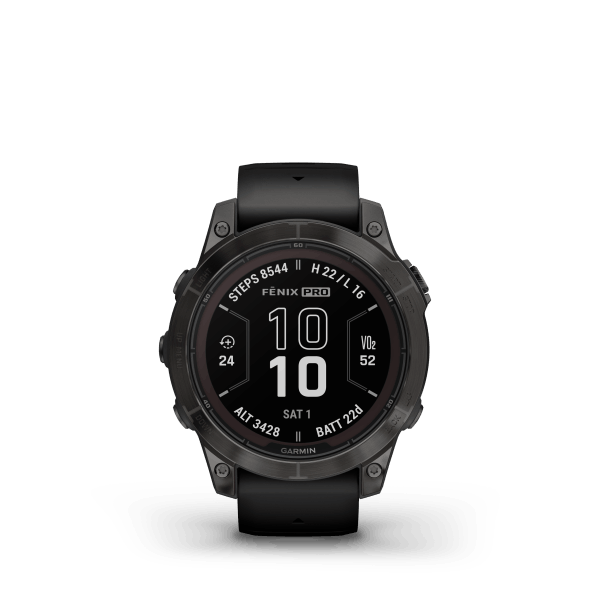 fenix 7 Pro Sapphire Solar, Carbon Gray DLC Titanium, Black Band
