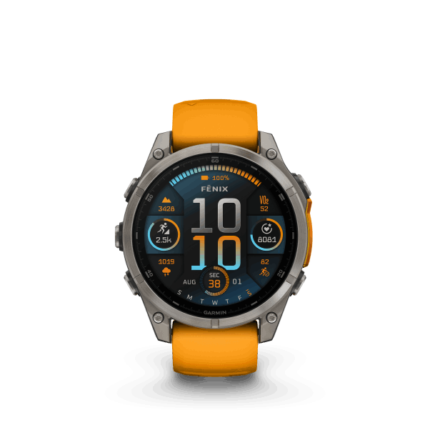 fenix 8 - 47mm, AMOLED, Sapphire, Titanium, Spark Orange/Graphite band