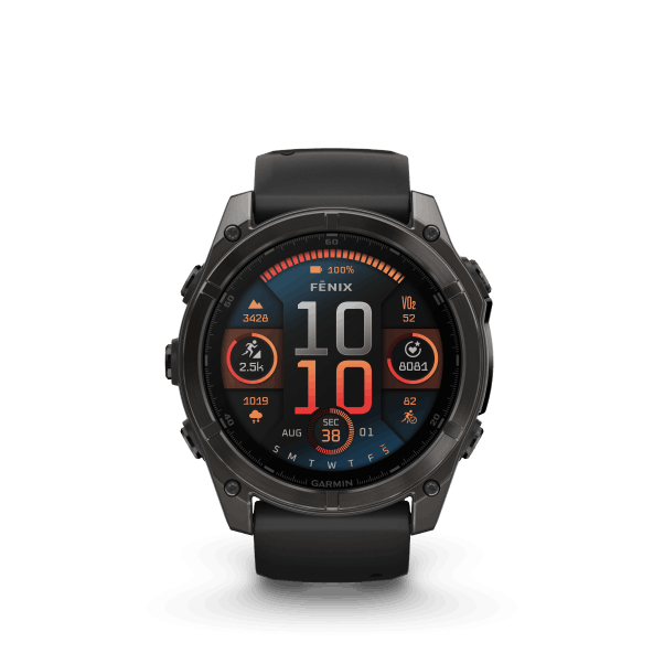 fenix 8 - 51mm, AMOLED, Sapphire, Carbon Gray DLC Titanium, Black/Pebble Gray band