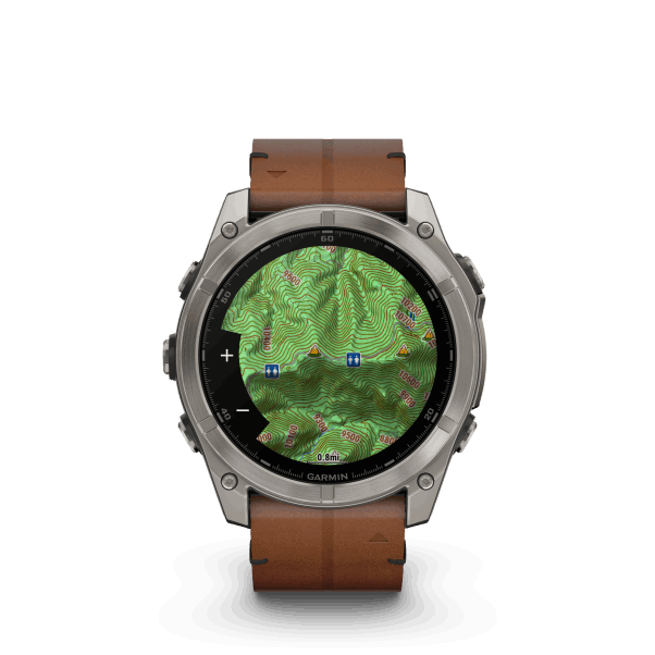 fenix 8 - 51mm, AMOLED, Sapphire, Titanium, Chestnut Leather band