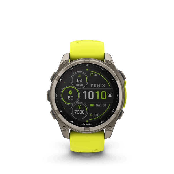 fenix 8 - 47mm, Sapphire Solar, Titanium, Yellow/Graphite band