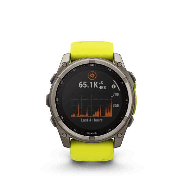 fenix 8 - 51mm, Sapphire Solar, Titanium, Amp Yellow/Graphite band