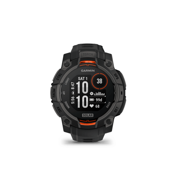 Instinct 3 - 45mm, Solar, Black, Black silicone band