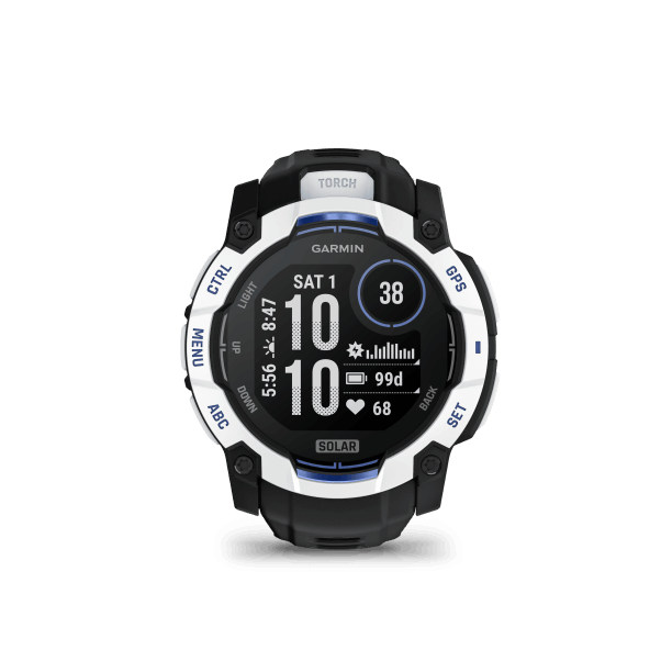 Instinct 3 - 50mm, Solar, Whitestone, Black silicone band
